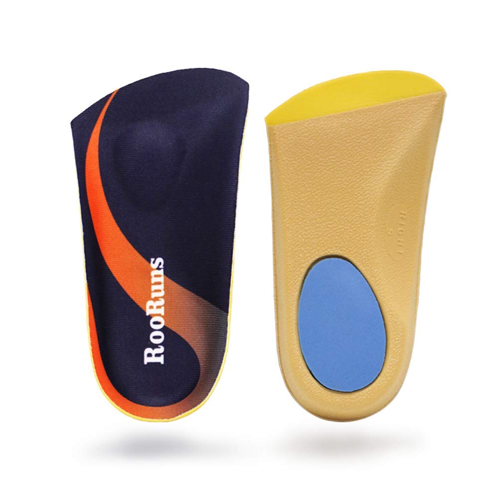 RooRuns Plantar Fasciitis Insoles Men Women, 3/4 Arch Support Shoe Insoles