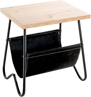 HAKU Black and Light Oak Coffee Table, MDF, Metal, Fabric, Small Coffee Table - Dimensions: L 48 x H 51 x D 40 cm Style: Modern