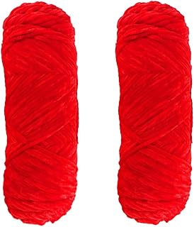 2 Balls Soft Chenille Yarn for Knitting Crochet Various Colors for DIY Sweater Scarf Doll Accessories Scarlet