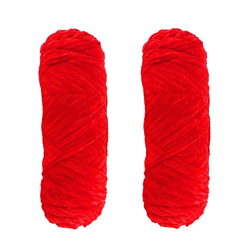 2 Balls Soft Chenille Yarn for Knitting Crochet Various Colors for DIY Sweater S