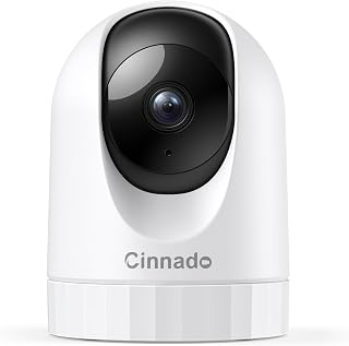 Cinnado 2K Security Camera Indoor for Pet/Dog/Baby with Phone App, D1 1Pack | 360° 2.4Ghz Wi-Fi Cam as Elderly/Baby Monitor, 2-Way Audio, Night Vision, 24/7 SD Card Storage, Alexa & Google Compatible