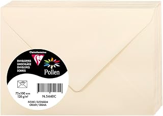 Clairefontaine 5440C - Pack of 20 Gummed Envelopes - Size 7.5 x 10 cm - 120 g/m² - Ivory Colour - Invitations Events and Correspondence - Pollen Range - Smooth Premium Paper