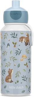 Mepal Drinking Bottle Pop-up Campus Little Dutch, Drinking Bottle, Leak Proof Drink Bottle For School, BPA-free and Dishwasher Safe, 400 ml, Forest Friends