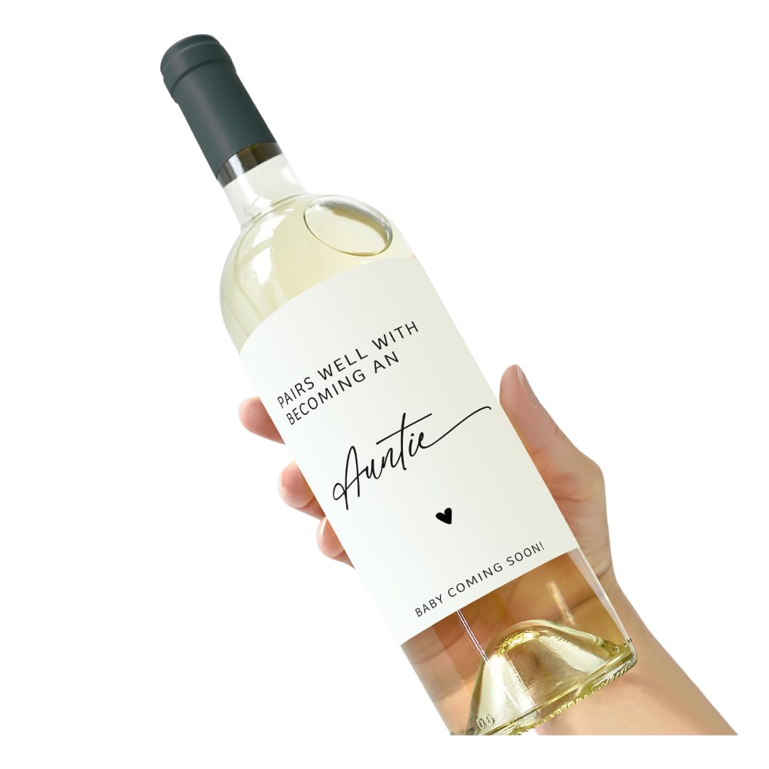 Baby Announcement Wine Label, Aunt Pregnancy Announcement Gift, Pairs Well With 