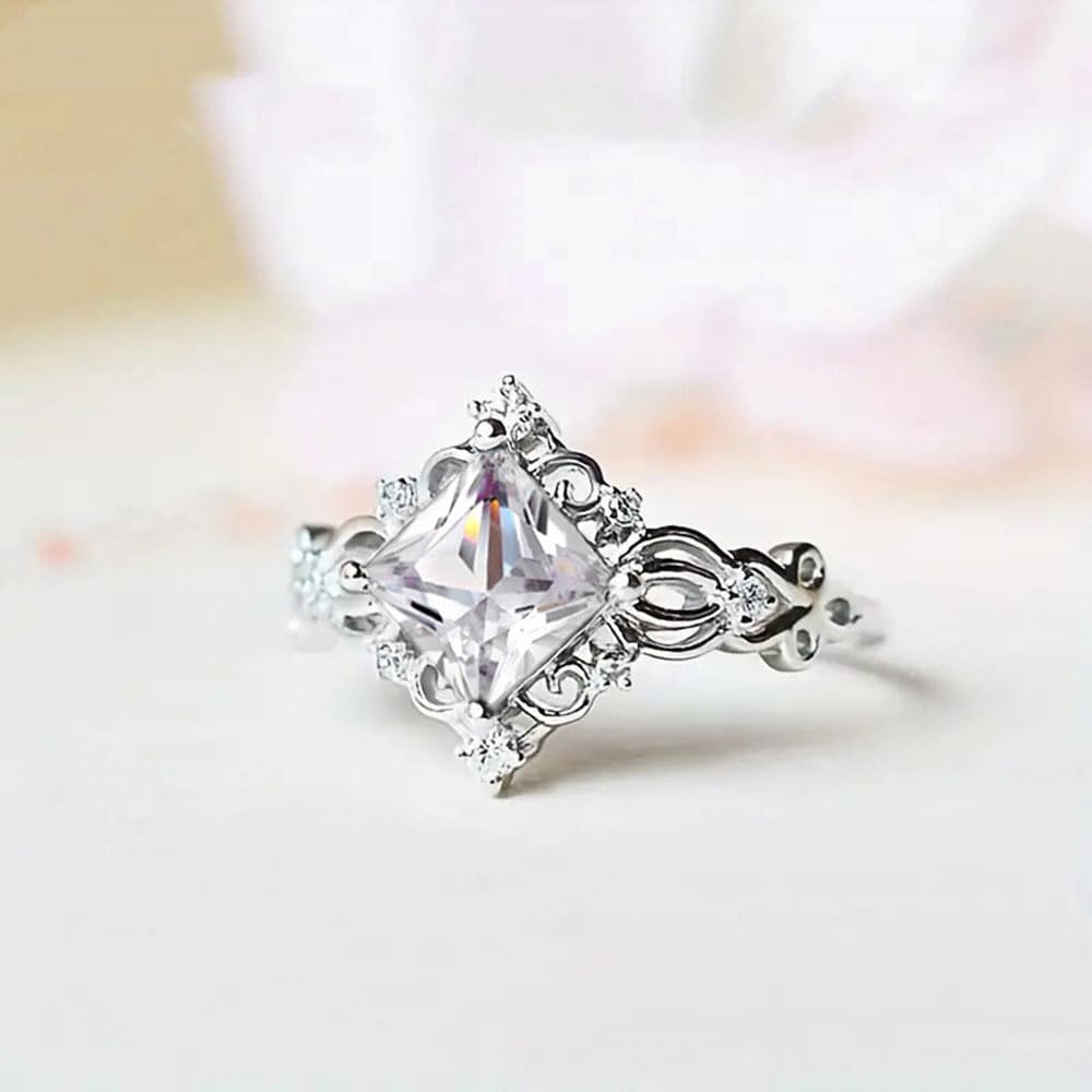 White Gold Plated Blue Triangle Cubic Zirconia Inlaid Creative Elegant Statement