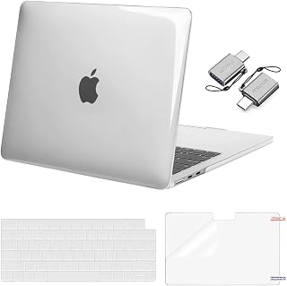 MOSISO Compatible with MacBook Air 13 inch Case M5 2026 M4 M3 M2 2025-2022 | A3449 A3240 A3113 A2681, Hard Shell&Keyboard Cover&Screen Film&Type C for MacBook Air 13.6 inch Case, Crystal Clear