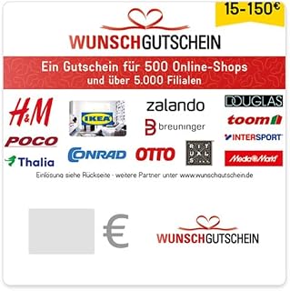 WUNSCHGUTSCHEIN The Perfect Gift – 500 Redemption Partners – for Germany – by Email (not redeemable for Amazon)
