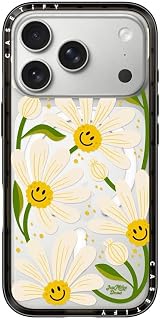 CASETiFY Compact Magsafe iPhone 17 Pro Case [Lightweight/Slim Fit/Compatible with Magsafe] - 90s Daisy - Clear Black