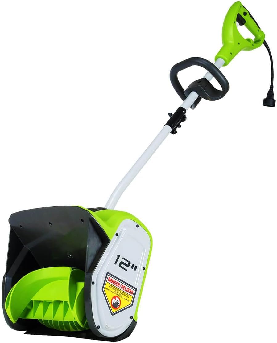 Greenworks 8 Amp 12-Inch Electric Corded Snow Shovel, 20ft Throwing Distance, 12