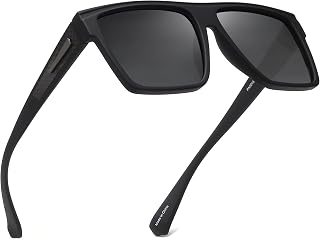 JIM HALO Retro Polarized Sunglasses Men Women Flat Top Square UV400 Glasses for Driving Fishing Hiking Golfing