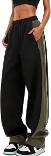 EMMIOL Pantaloni della tuta larghi da donna Y2K, pantaloni da jogging a vita alta a gamba larga, elasticizzati, atletica, casual, streetwear