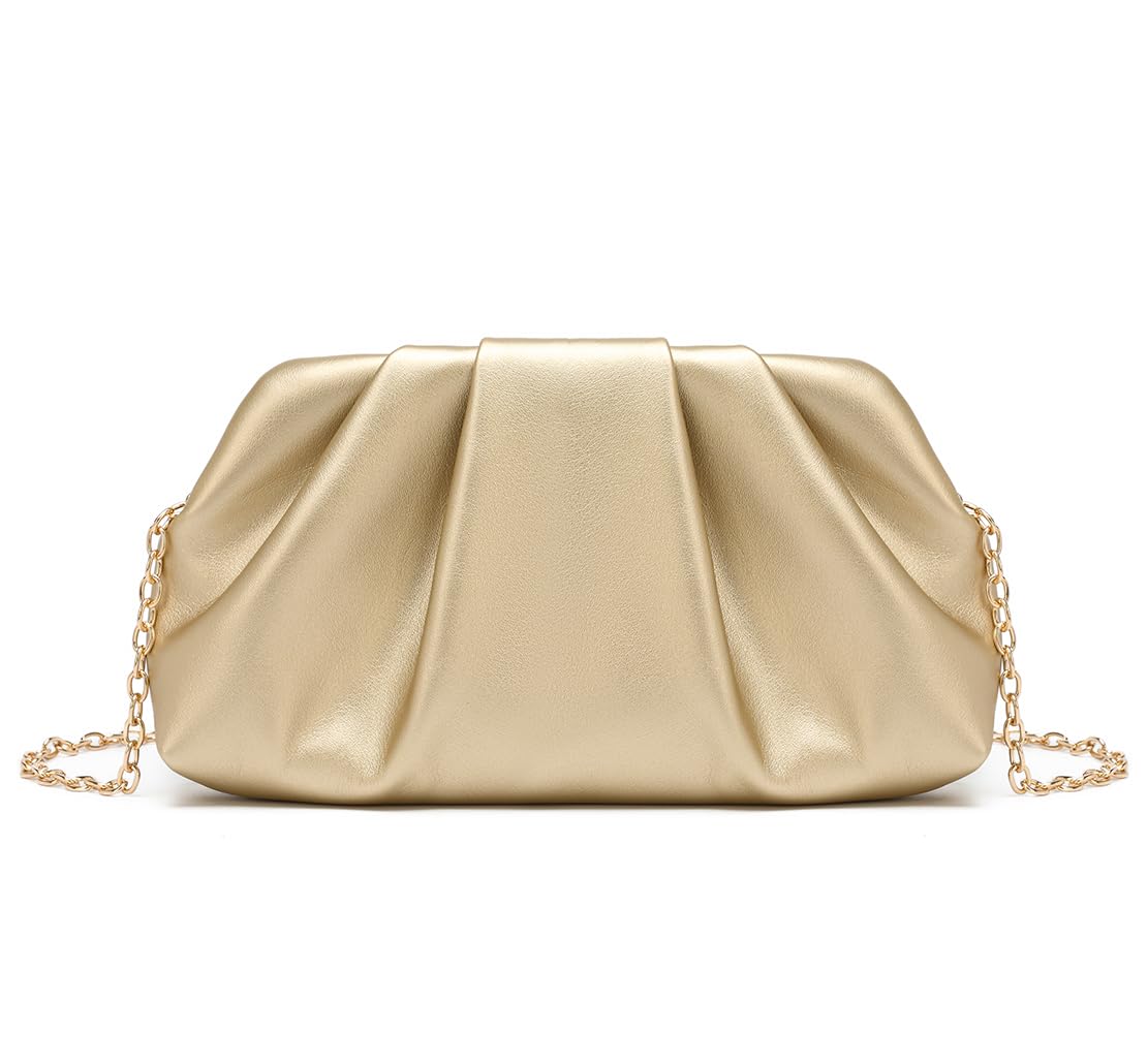 Dreubea Women's Fashion Cloud Shape Evening Bag Charming Fold Leather Clutch Han