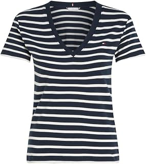 Tommy Hilfiger Women's New Slim Cody V-Neck Ss S/S Knitted Tops