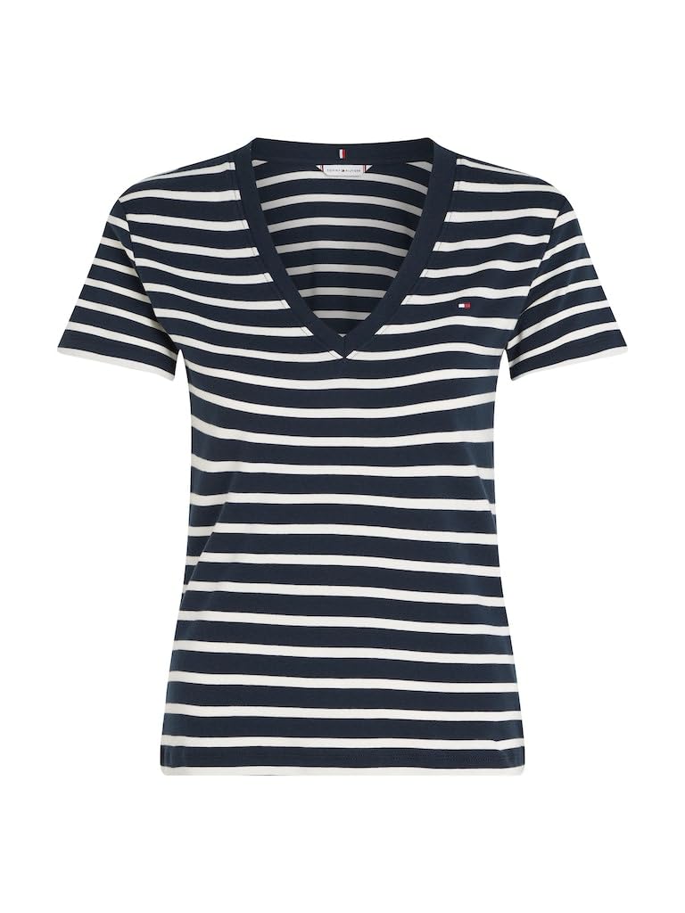 Tommy Hilfiger Women's New Slim Cody V-Neck Ss S/S Knitted Tops