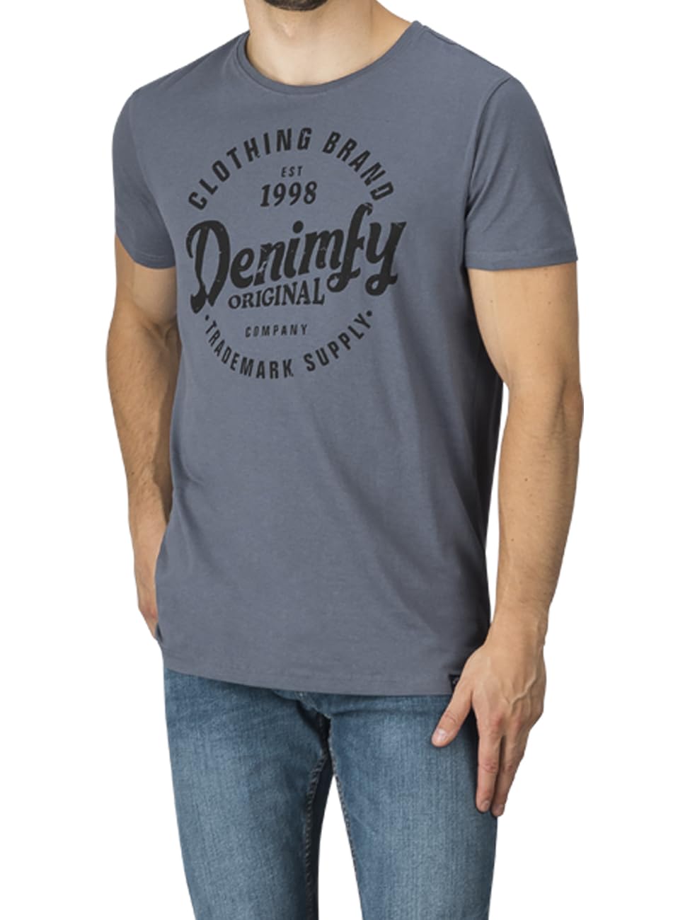 DENIMFY DFNuri Men's T-Shirt Cotton Regular Fit Crew Neck Short Sleeve Summer T-