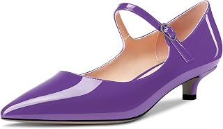 Aachcol Women's Mary Jane Kitten Low Heel Pumps Pointed Toe Slip-on Dress Shoes Party Wedding Office 3.5CM
