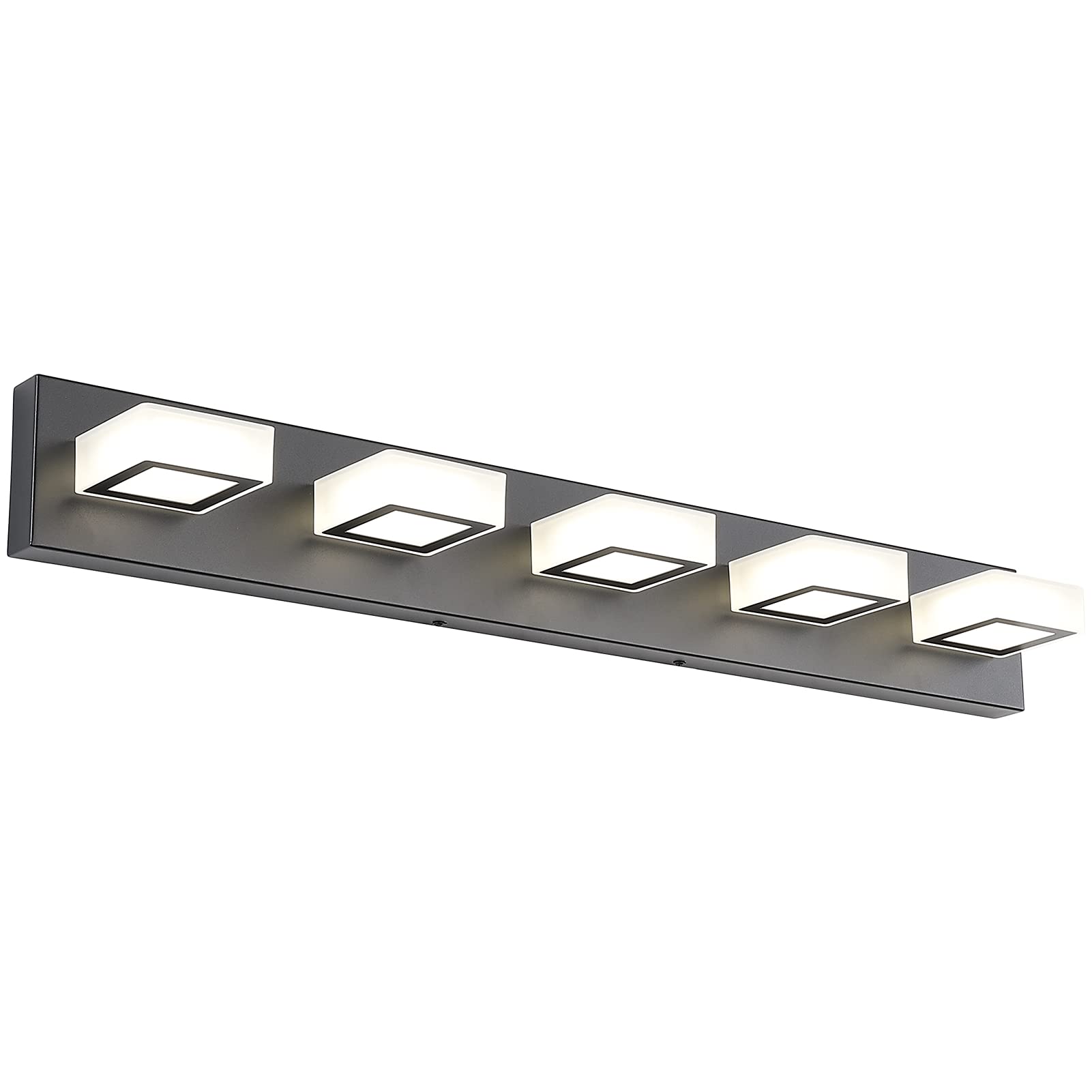 Ralbay Modern Black Bathroom Lighting Fixtures 5 Lights Adjustable Acrylic Vanit
