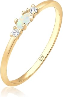 Elli Ring Women Vintage Geo Opal Zirconia in 925 Sterling Silver