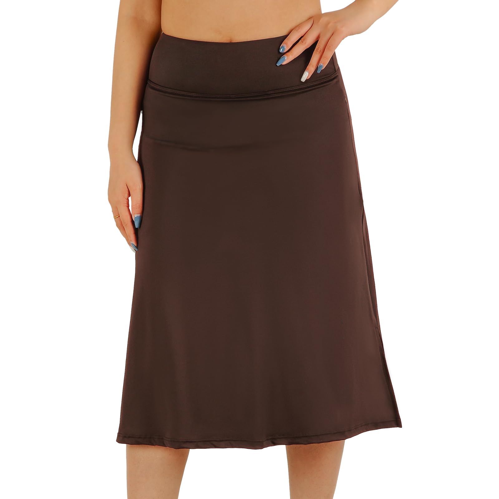 Modest Skorts for Women Knee Length Athletic Midi Active Running Skirt
