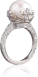Elegant Hand Carved Faux Pearl Inlaid Ring for Banquet Proposal Wedding Party Daily Gift Vintage Jewelry