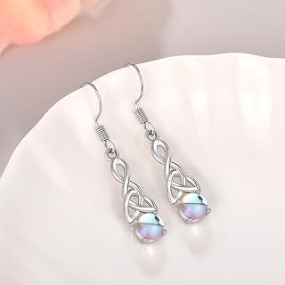 Fancy Celtic Knot Dangle Earrings with Imitation Opal Exquisite Accessory for Women