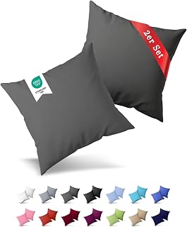 Pack of 2 Jersey Cushion Covers With Zip, Made of 100% Cotton, Cushion Cover Set in Many Sizes and Colours Oeko Tex, 40 x 80 cm