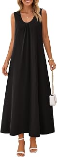 MEROKEETY Women's Summer Boho Sleeveless Ruched Maxi Dress