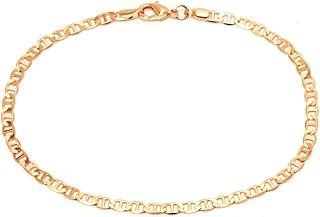 Barzel 18K Gold Plated Mariner Link Anklet, Gold, 3.5 MM
