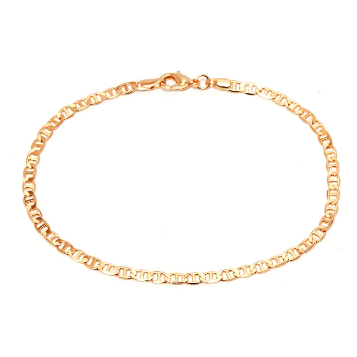 Barzel 18K Gold Plated Mariner Link Anklet, Gold, 3.5 MM