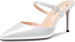 Castamere Women's Needle High Heel Pointed Toe Slip-on Slingback Sandals Wedding Dress 8.5 CM Heels Shoes
