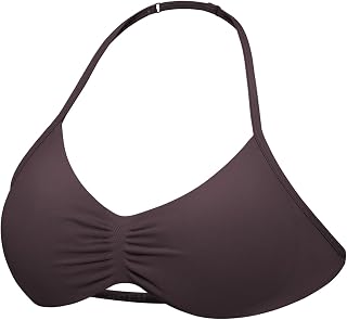 YEOREO SoftHueインパクトストラップホルターブラスポーツ強化女性用ワークアウトバックレスパッド入りジムヨガブラ, ダークブラウン, Small