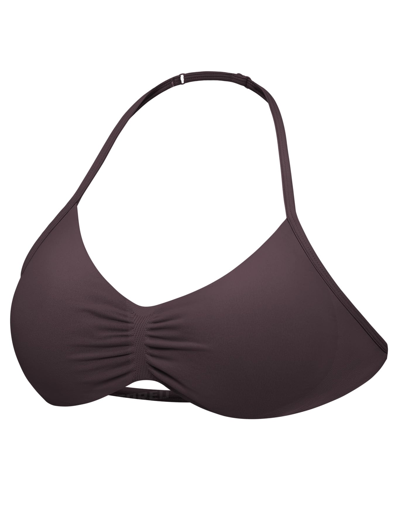 YEOREO SoftHueインパクトストラップホルターブラスポーツ強化女性用ワークアウトバックレスパッド入りジムヨガブラ, ダークブラウン, Small