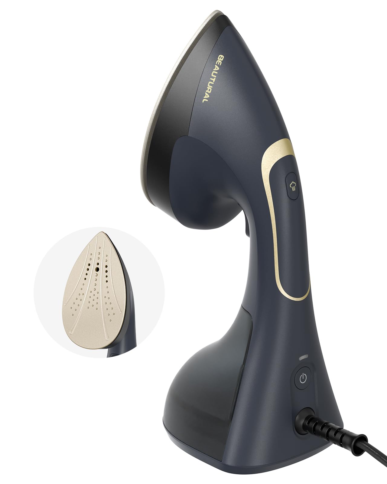 BEAUTURAL Steamer for Clothes, Handheld 2-in-1 Steam & Iron, 1200W, Navy | Power