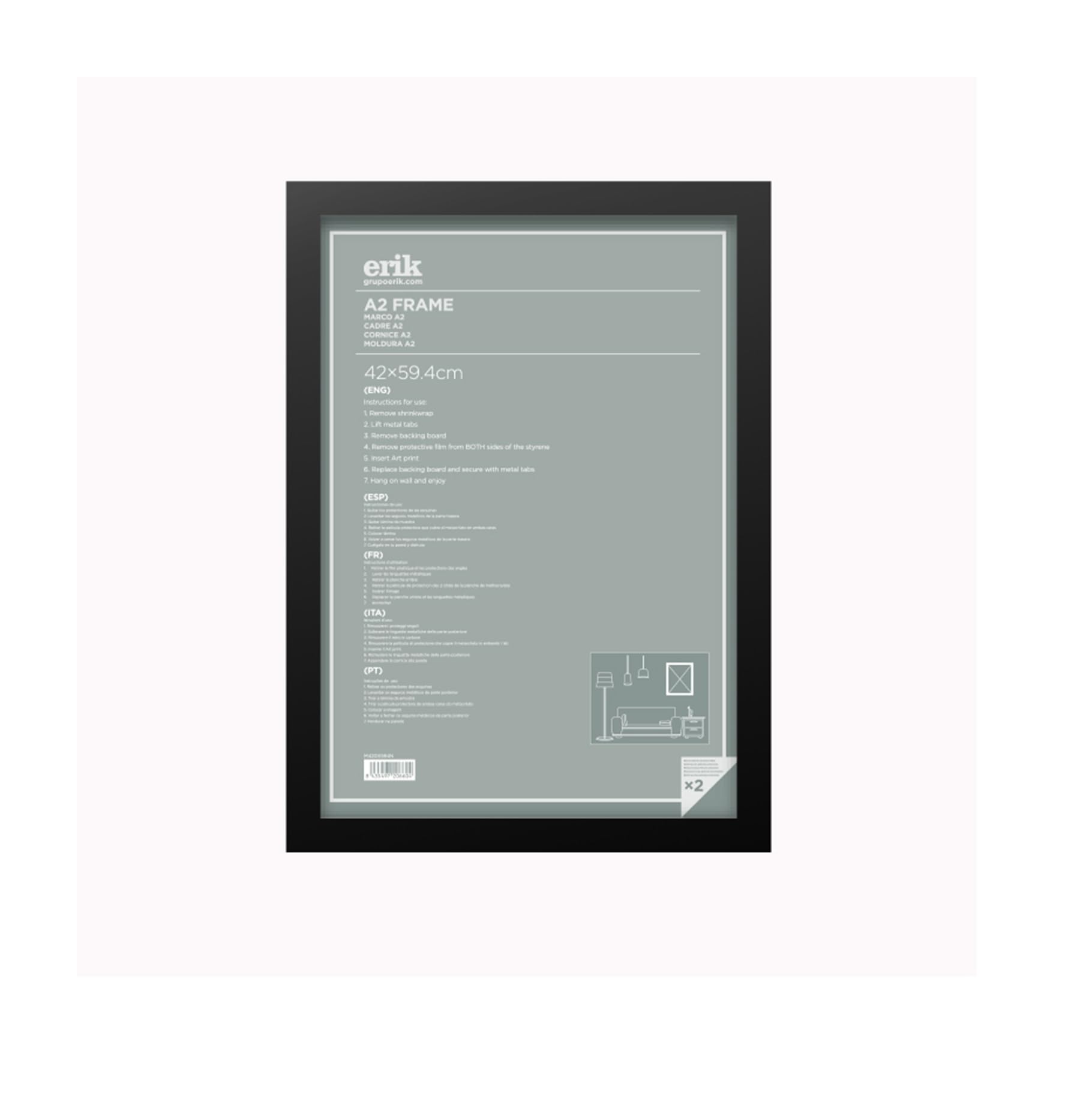 Grupo Erik Picture Frame 42 x 59.4 cm Black MDF Wood Frame