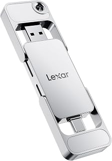 Lexar D70E 1TB Dual Drive External SSD, Up to 2000MB/s Read 1800MB/s Write | Durable Metal Housing Design, Cable-Free Portable SSD for USB Type-C/Type-A Devices, Compatible with iPhone 17