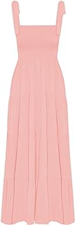 kinstell - Women's Summer Boho Spaghetti Strap Square Neck Ruffle Casual Beach Party Maxi Long Dress