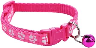 Cat Collar with Bell, Detachable Kitten Collar, Cat Paw Print Adjustable and Stylish (Rose Red)
