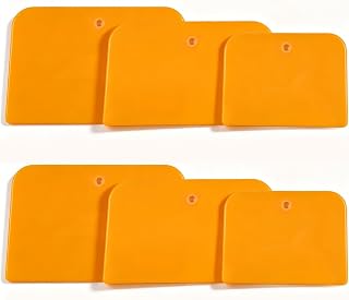 Wrzuzs 6PCS Body Filler Spreaders,Flexible Plastic spreaders,Orange | Reusable, 4/5/6 Inch, Curved Surface Applicator, For Car Body Filler, Putty, Glaze, Caulk and Home Wall Repair