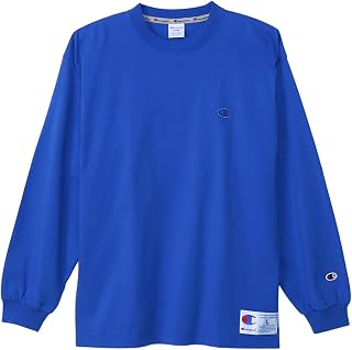 Champion C3-V414 Men's Long T-Shirt, Long Sleeve, Round Neck, 100% Cotton, Relax Fit, One-Point Logo, Embroidered, Long Sleeve, Action Style