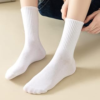 2 Pairs Casual Solid Color Mid Tube Socks for Women Men Breathable Sports Striped Black White