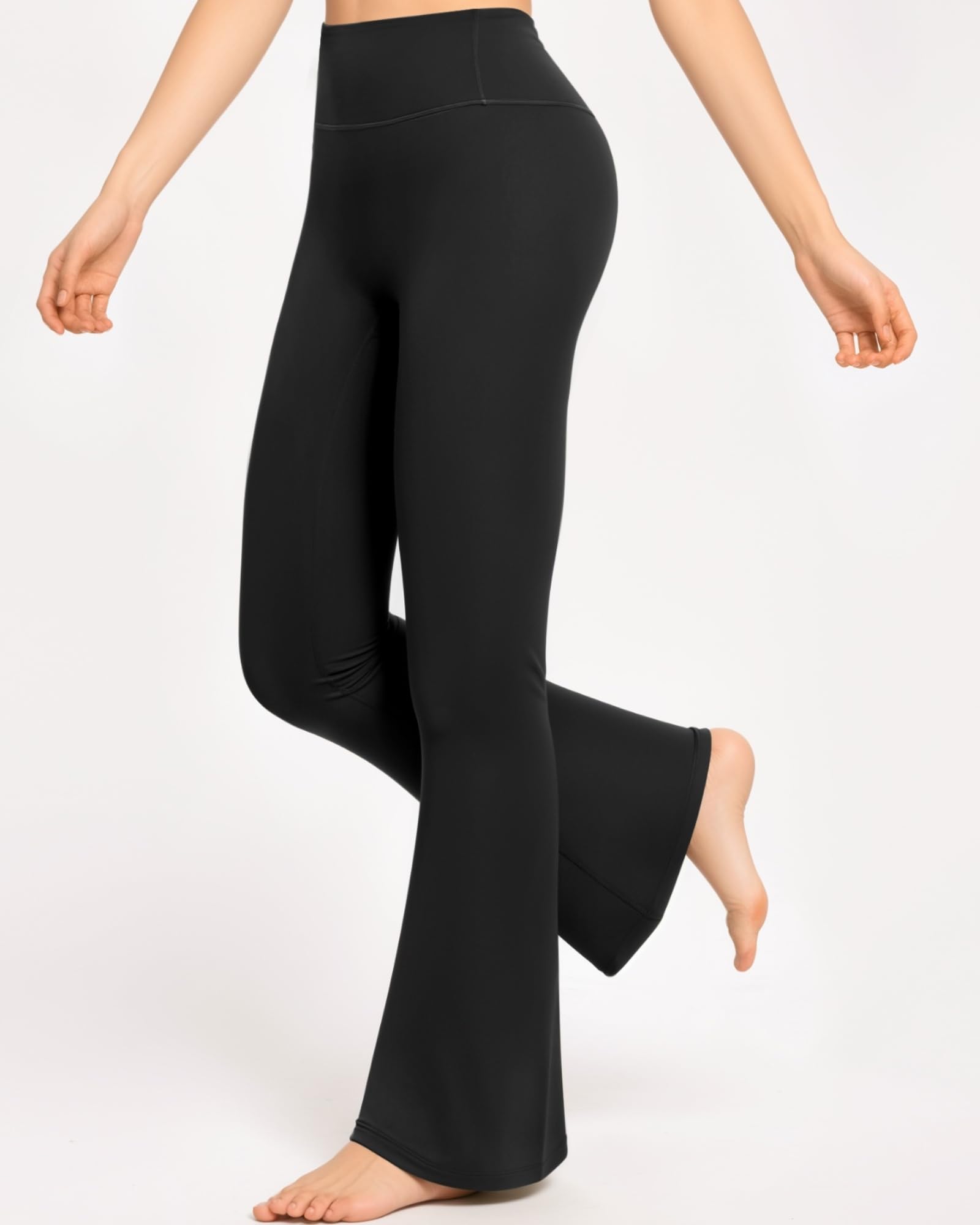 Women High Waist Yoga Leggings, Belly Control Bell Bottom Bootcut Pants