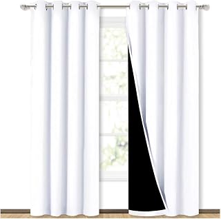 NICETOWN White 100% Blackout Curtains 84 inch Long for Bedroom 2 Pieces | Thermal Insulated, Noise Reducing, Heat Blocking, Cold & Full Light Blocking Grommet Window Drapes for Living Room & Nursery