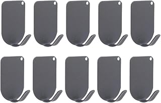 1/5/10 Pcs Stainless Steel Hooks No Punching No Trace Self Adhesive Strong Storage Rack Bathroom Kitchen Organizer "Grey, 10cs"