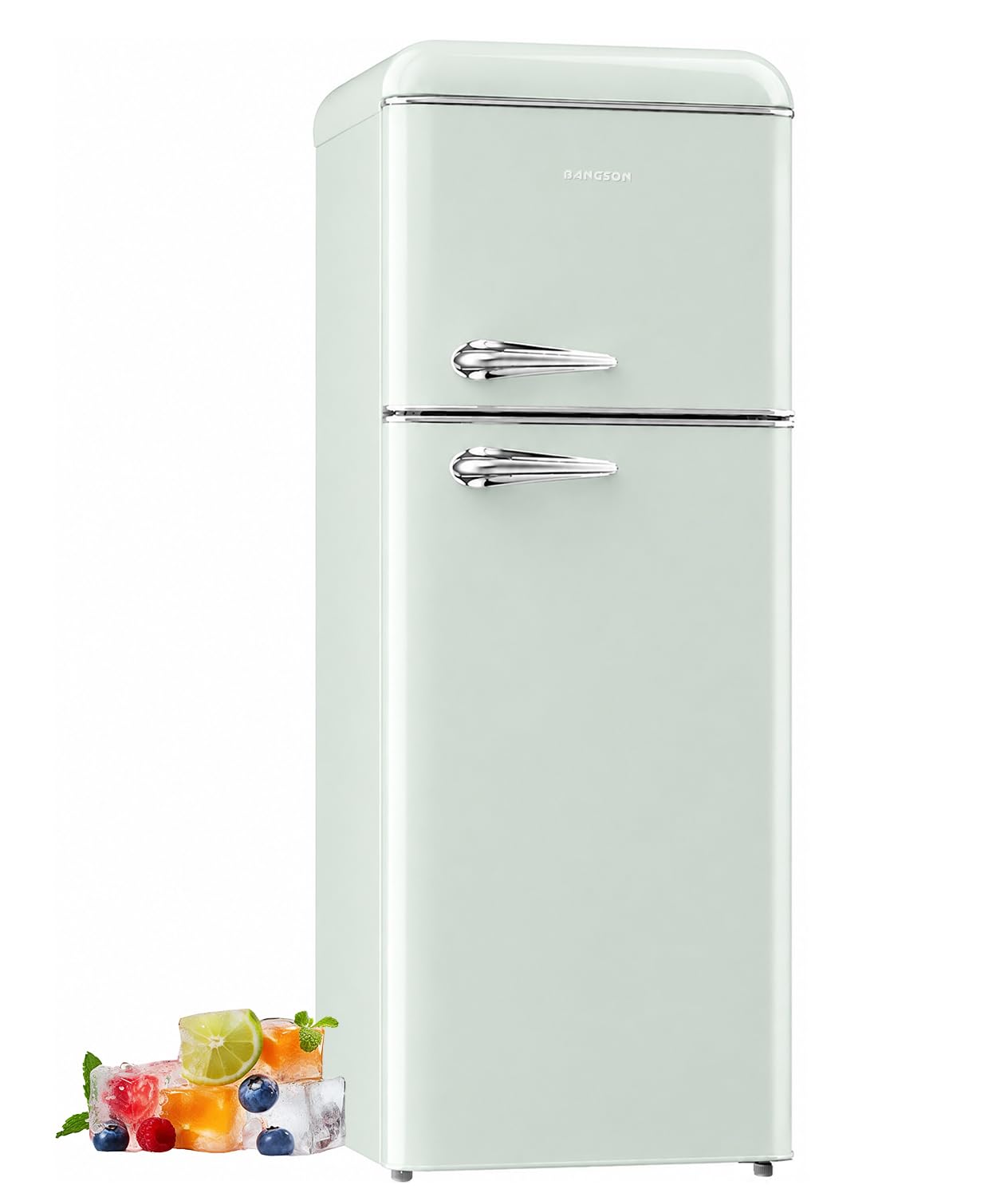 BANGSON 7.5 Cu.Ft Retro Refrigerator with Top Freezer Green | 2 Door Apartment F