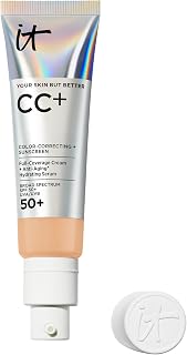 IT Cosmetics CC+ Cream with SPF 50+ Full Coverage Foundation Natural Finish | Color Correcting Foundation + Concealer - Anti-aging Hydrating Serum, Hyaluronic Acid + Niacinamide, Perfect for Mature Skin
