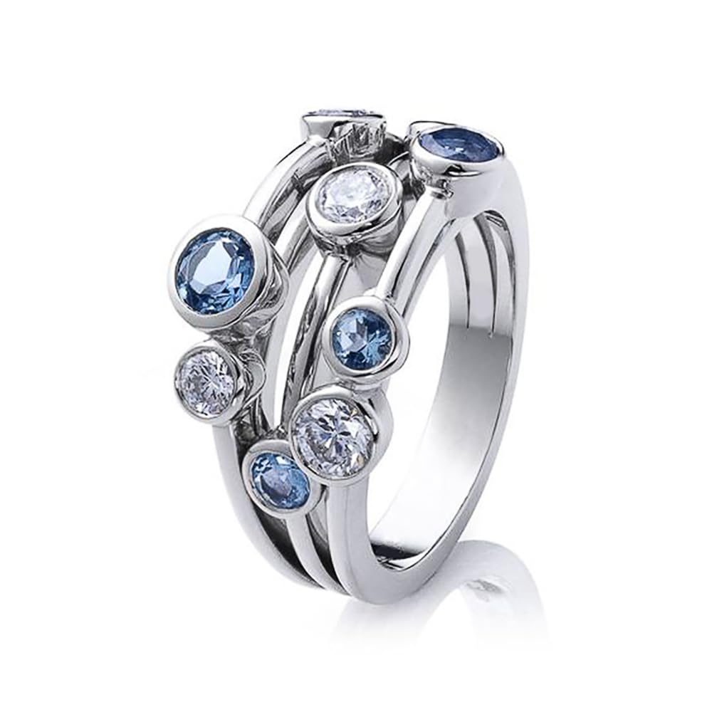 Fashion Blue Cubic Zirconia Rings Lady Party Jewellery Trendy Modern Accessories