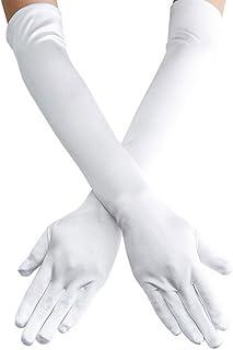 Long Opera Satin Gloves for Women,1920s Costume Dress, 21 inch Elbow Length | Women's Wedding Bridal Dance Dress Gloves, for Evening Events, Tea Party, Halloween Costumes & Cosplay Flapper Accessories