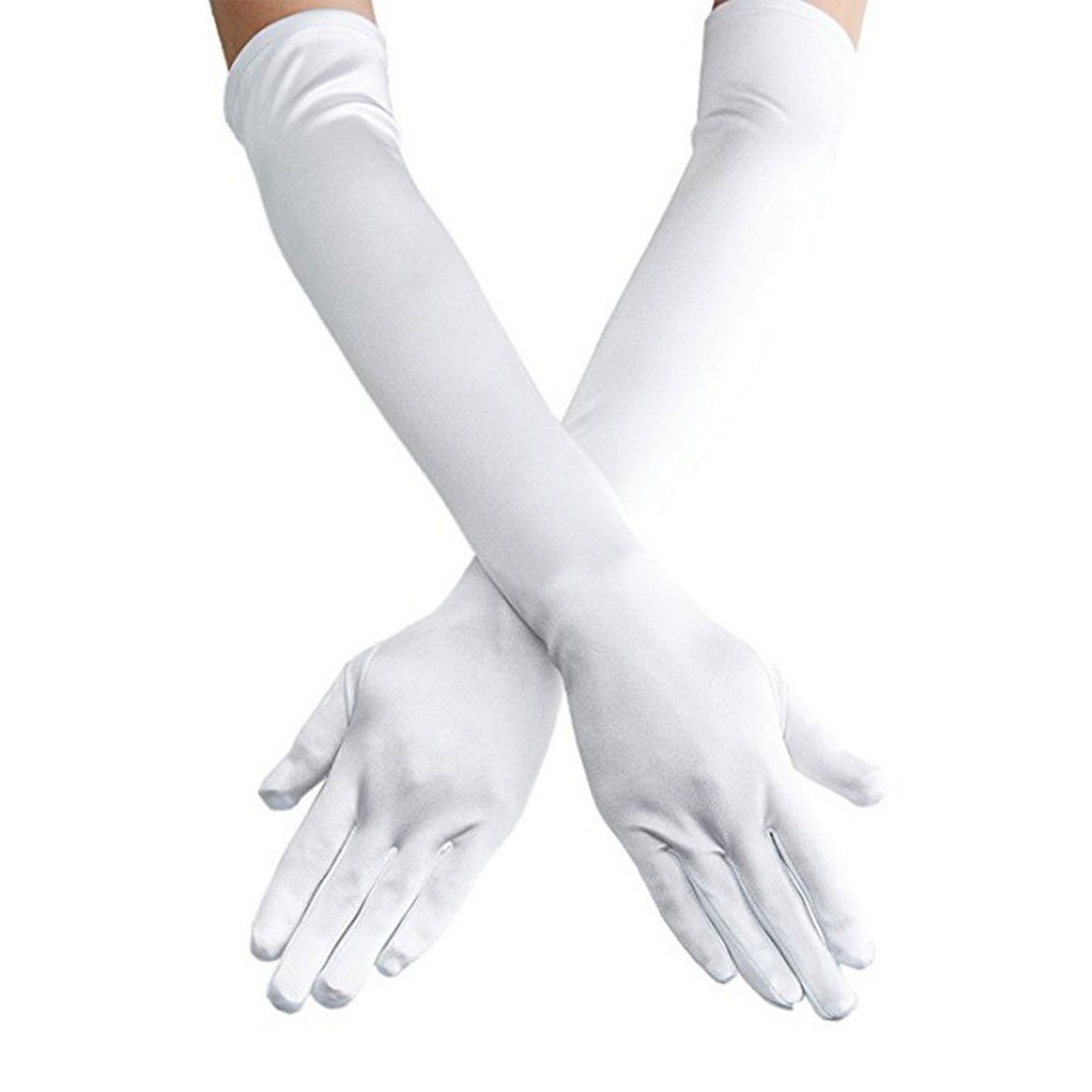 Long Opera Satin Gloves for Women,1920s Costume Dress, 21 inch Elbow Length | Wo