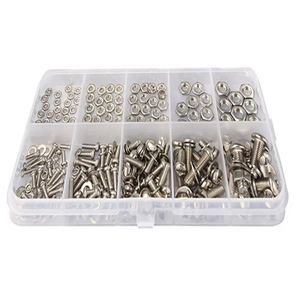 Metric Bolt Assortment Kit 320 Pieces - M2, M2.5, M3, M4, M5 Cross Round Head Bo