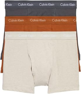 Calvin Klein Boxer in cotone elasticizzato, confezione da 3 pezzi, NB2615, Travertino erica, grigio Ashford, bronzo caldo, Large